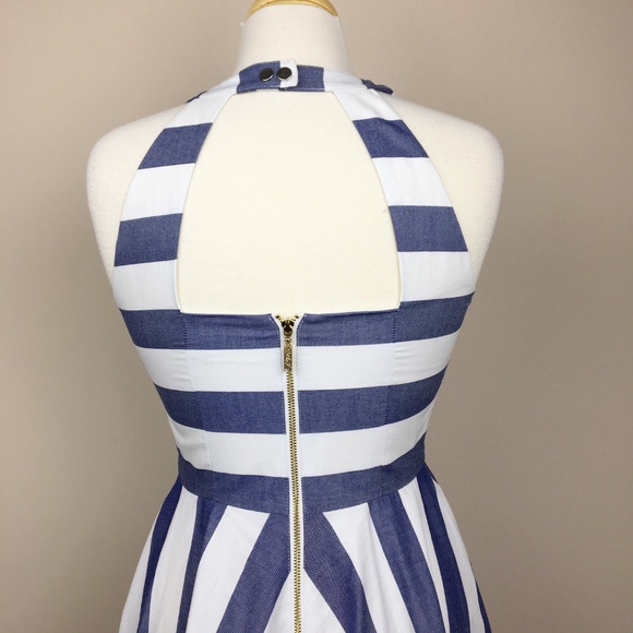 ELIZA J Cotton Striped Fit & Flare Chambray Dress - Picture 6 of 7